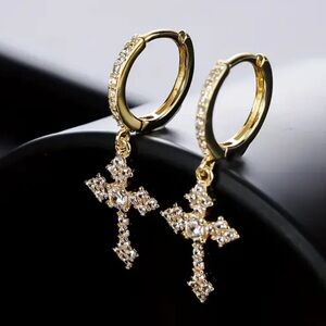 **Exquisite High-Quality Drop Cross Earrings – Trendy Hip-Hop Design